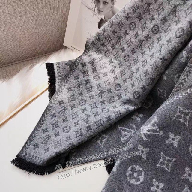 Louis Vuitton女款披肩圍巾 路易威登經典Monogram圖案大圍巾 LV拼色字母邊框提花圍巾  mmj1345